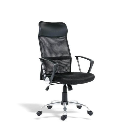 OFFISEAT AN TEN NET BK/CH | Kancelářské křeslo se síťovou opěrkou a s područkami