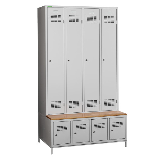 4+4-dveřová šatní skříň s vestavěnou lavicí a skříňkami na obuv, COMFORT H 4