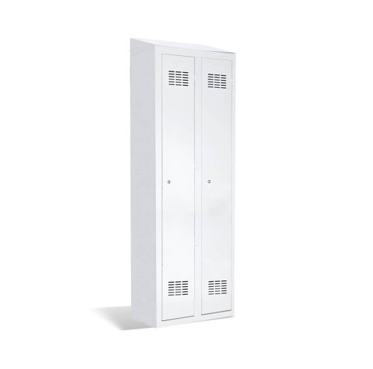 2dveřová šatní skříň s přepážkou a zabudovanou šikmou stříškou, LOCKER H 2 BWM TOP SHELF